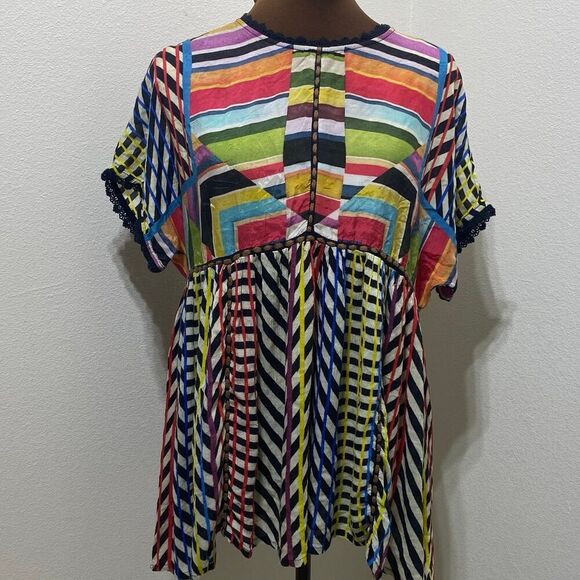 Anthropologie Conditions Apply Flowy Kynsa Tunic Top Colorful Size Medium - Picture 1 of 10